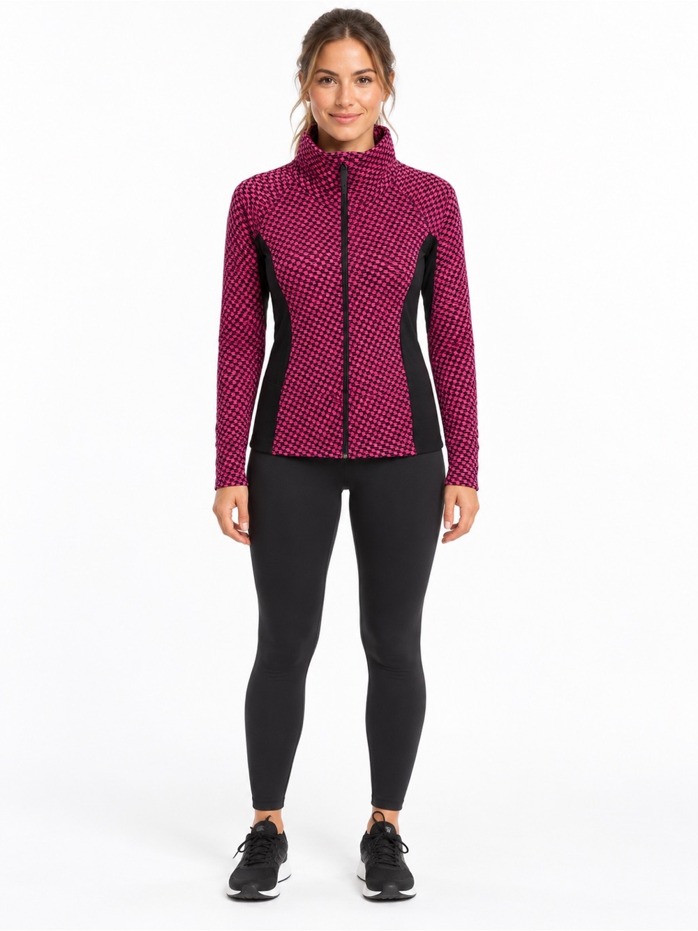 Lululemon Scuba Jacket Size 6 Pink Black Geometric Full Zip Athletic
